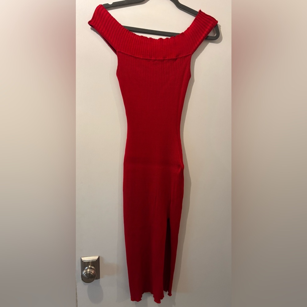Red off the shoulders dress